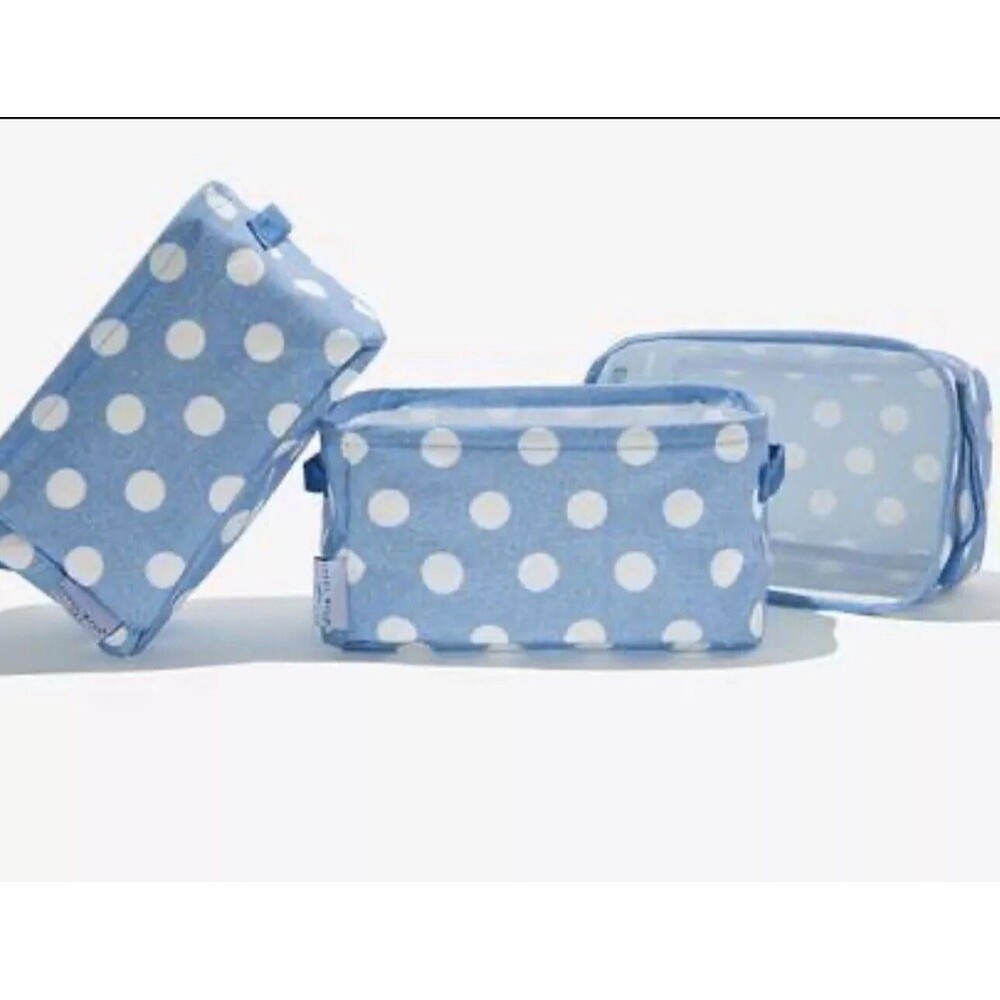 STEEL MILL & CO. Storage Bin Set of 3. New Blue And White Polka Dot